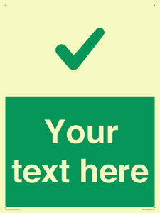 Custom green background, green tick sign